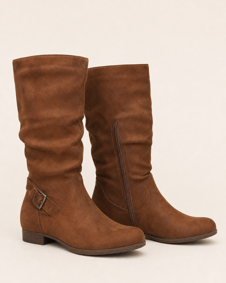 Bottes Mi-Mollet Plissées – Chocolat