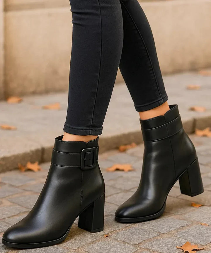 Bottines à Boucle et Talon Bloc – Noir