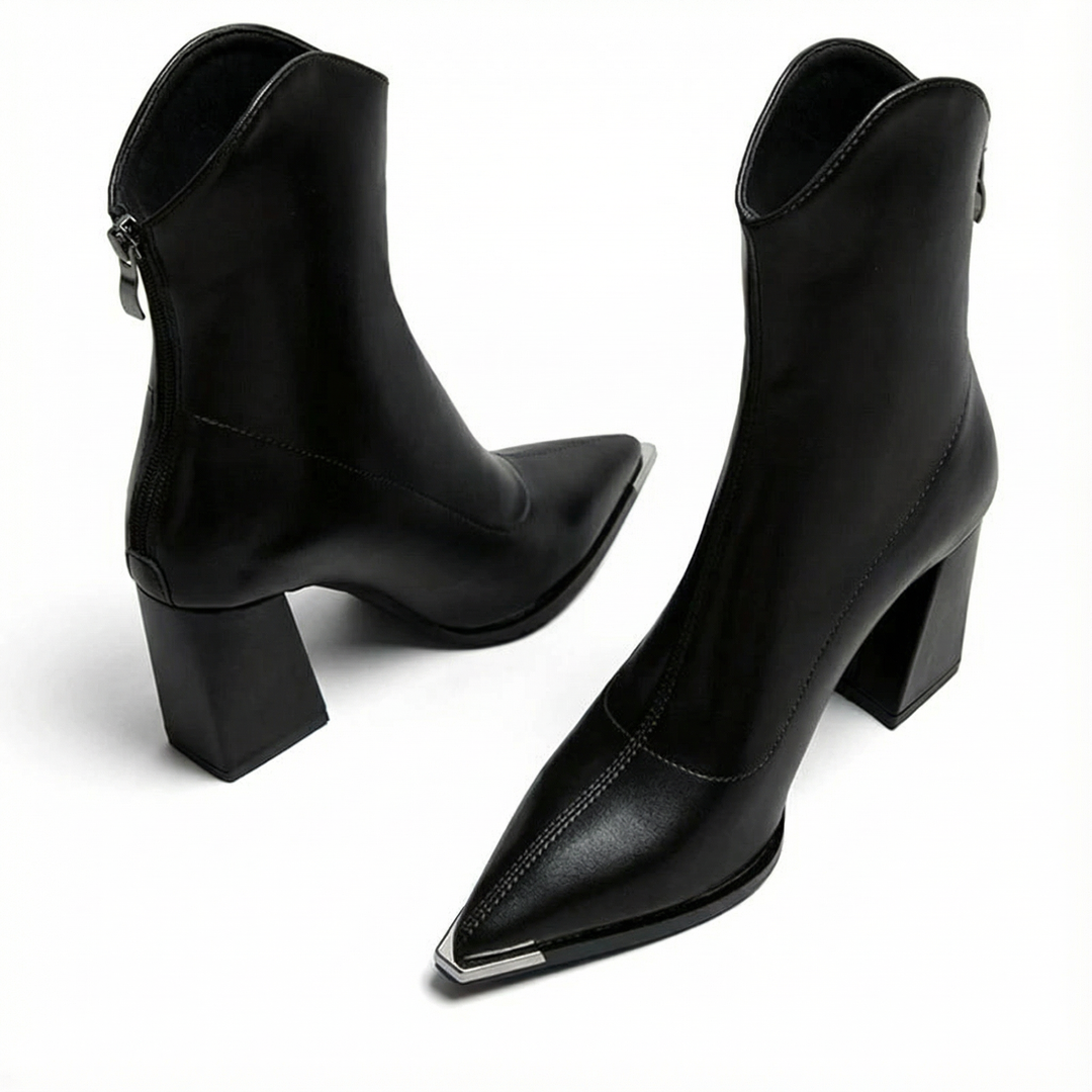 Bottines à Découpe Western – Noir