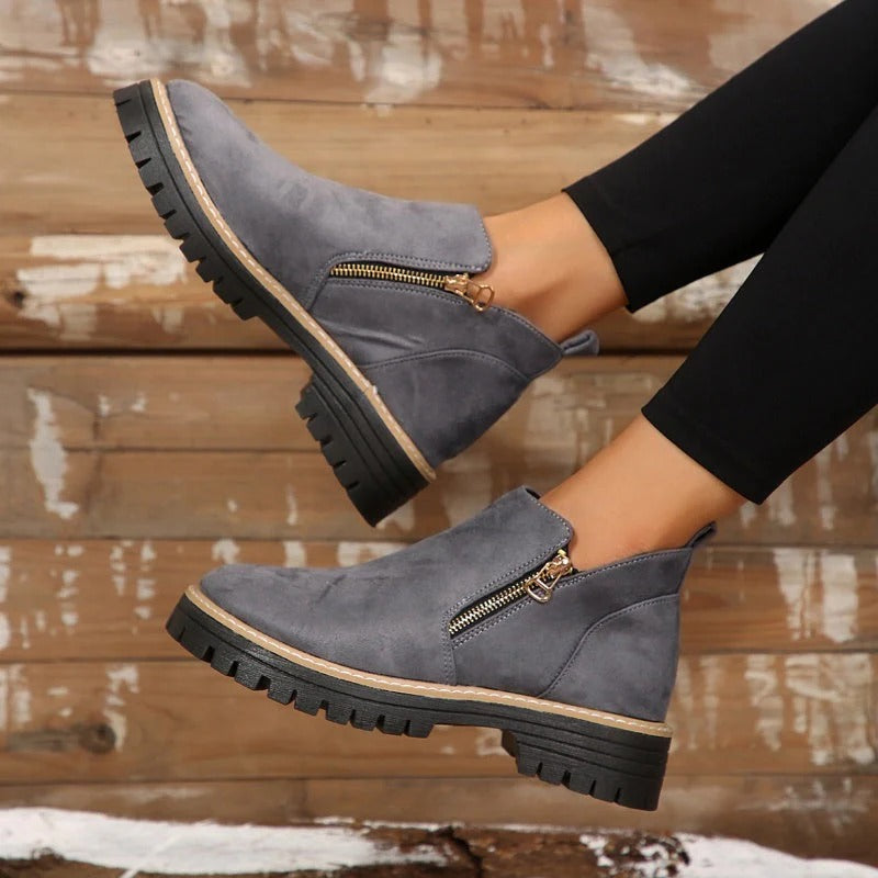 Bottines à Semelle Épaisse et Zip