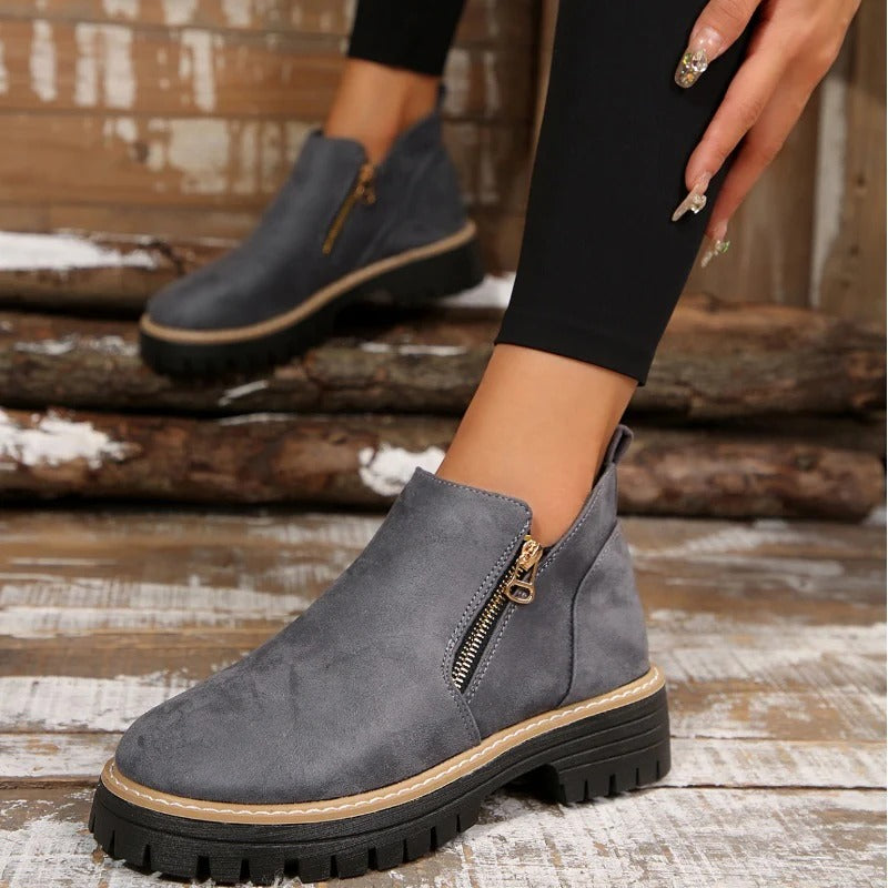 Bottines à Semelle Épaisse et Zip