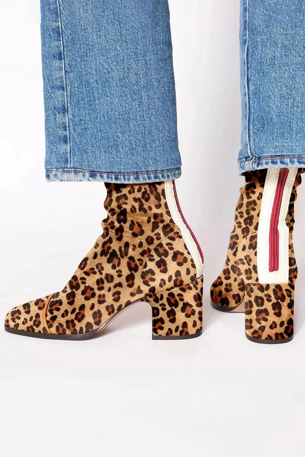 Bottines Ajustées à Bout Carré – Leopardato