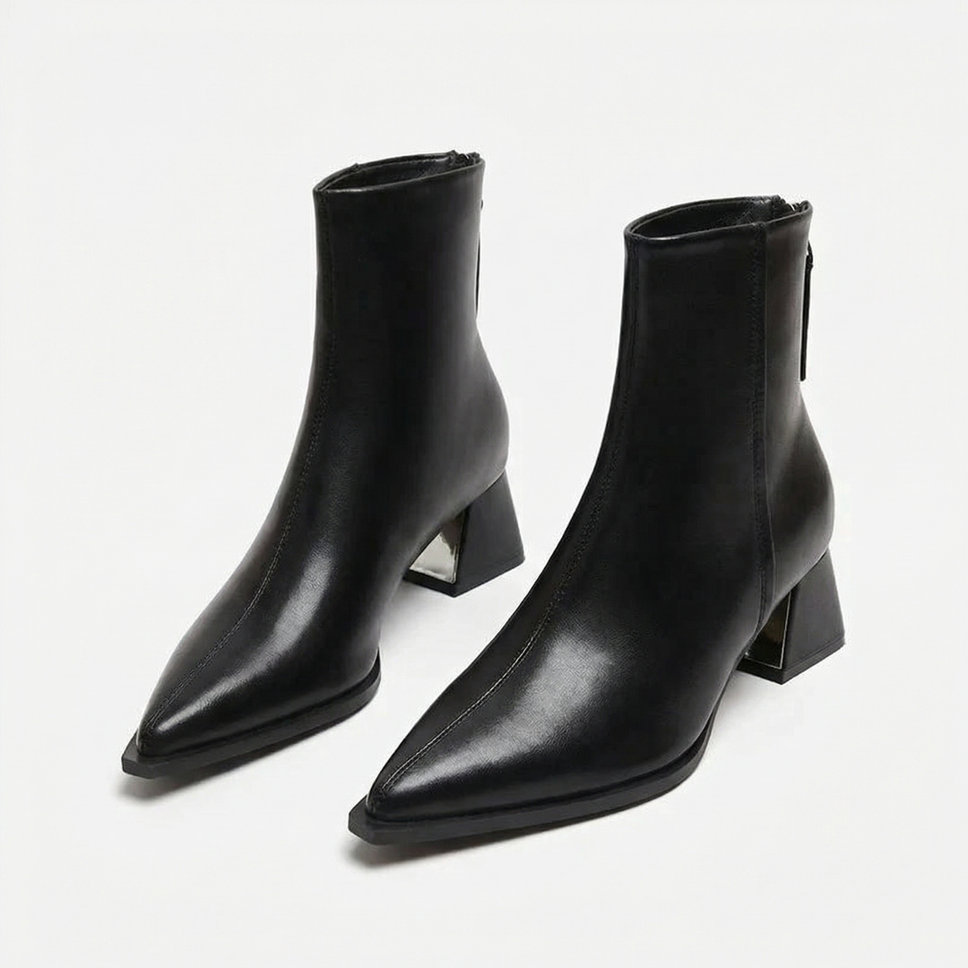 Bottines Chics à Talon Sculptural – Noir