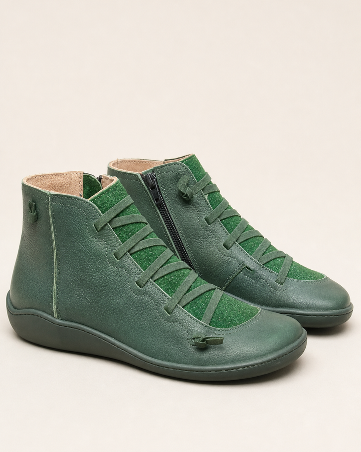 Bottines Confortables à Zip Latéral – Vert Militaire