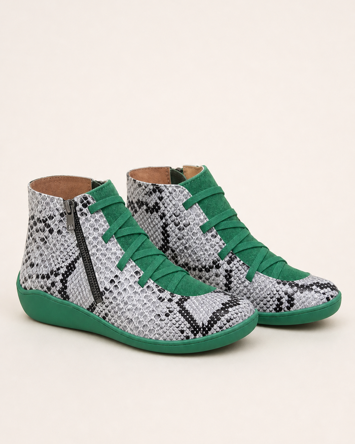 Bottines Confortables à Zip Latéral – Vert Serpent