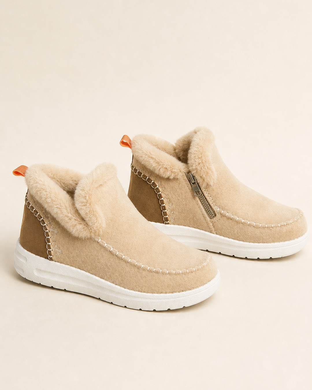 Bottines Doublées Style Urbain – Blanc Cassé
