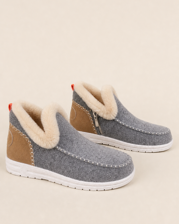 Bottines Doublées Style Urbain – Gris Clair