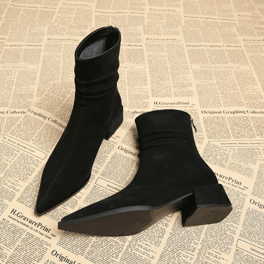 Bottines Drapées à Bout Pointu