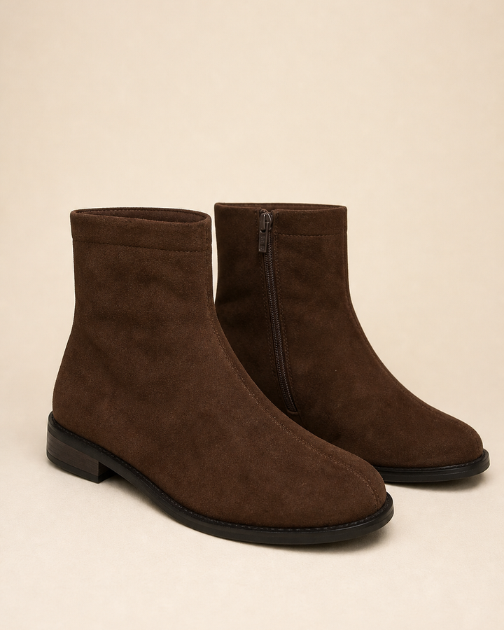 Bottines Élégantes à Bout Carré – Marron