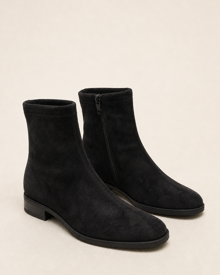 Bottines Élégantes à Bout Carré – Noir