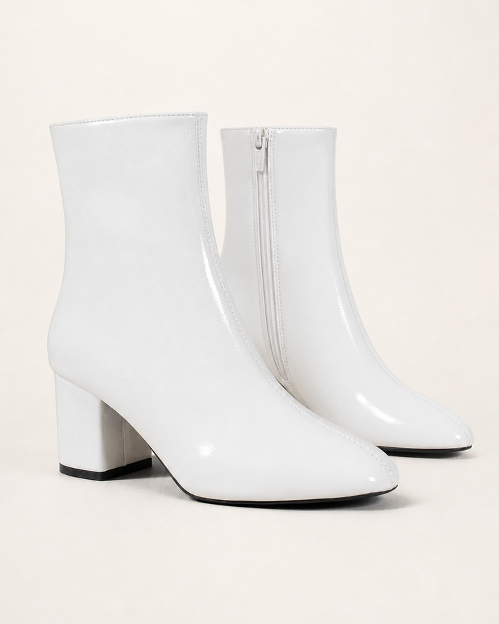 Bottines Modernes à Talon Bloc – Blanc