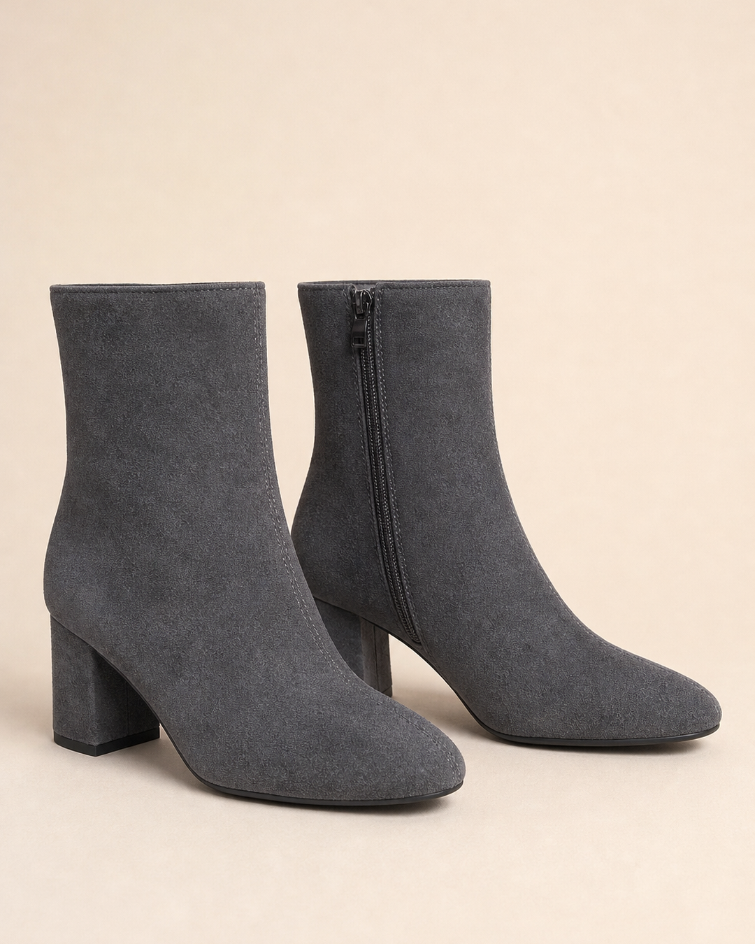 Bottines Modernes à Talon Bloc – Gris