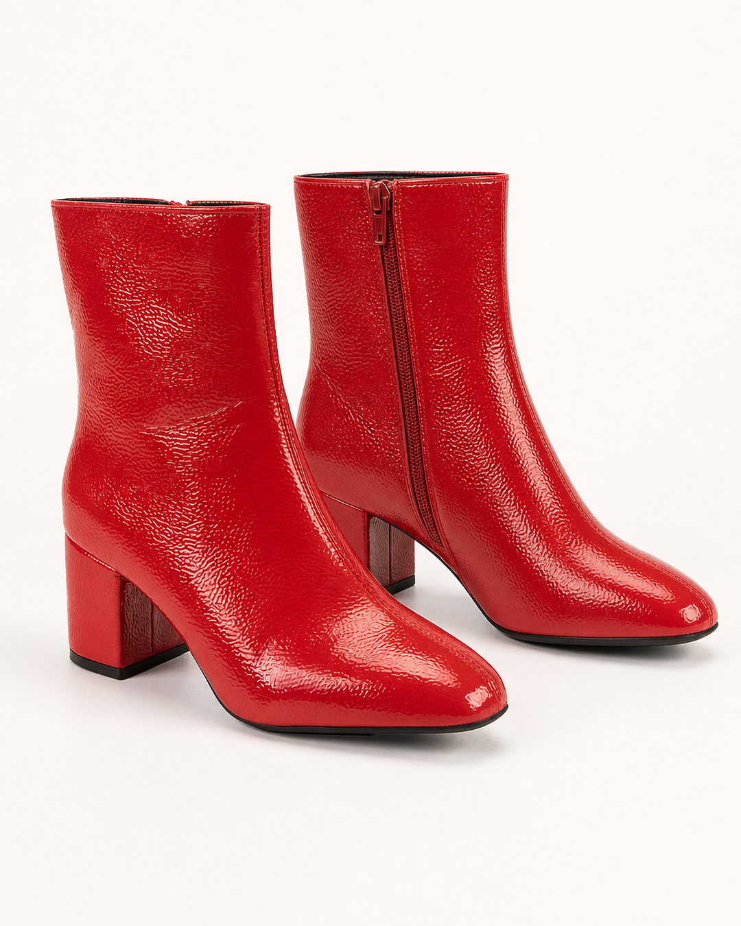 Bottines Modernes à Talon Bloc – Rouge