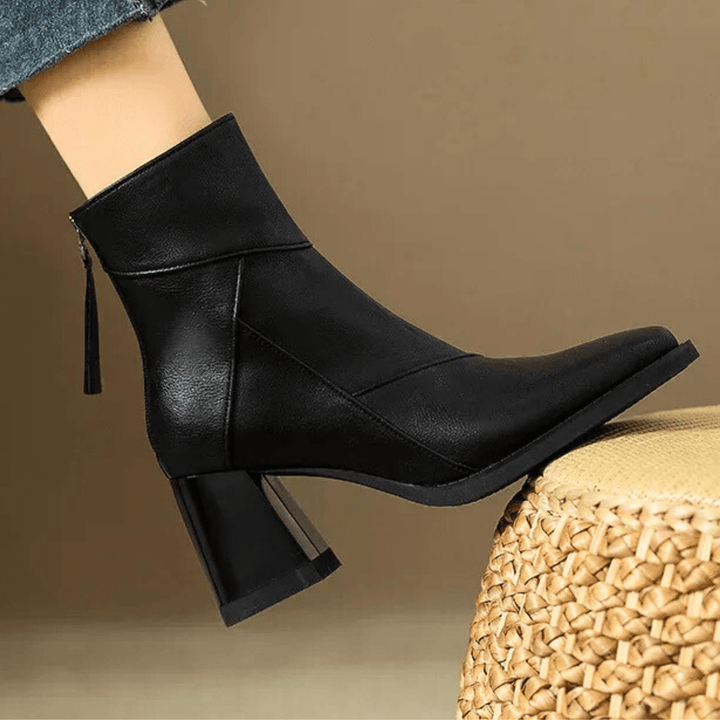 Bottines Modernes à Talon Sculpté – Noir