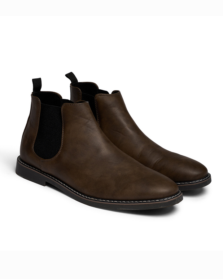 Bottines Plates à Panneau Latéral – Marron Foncé