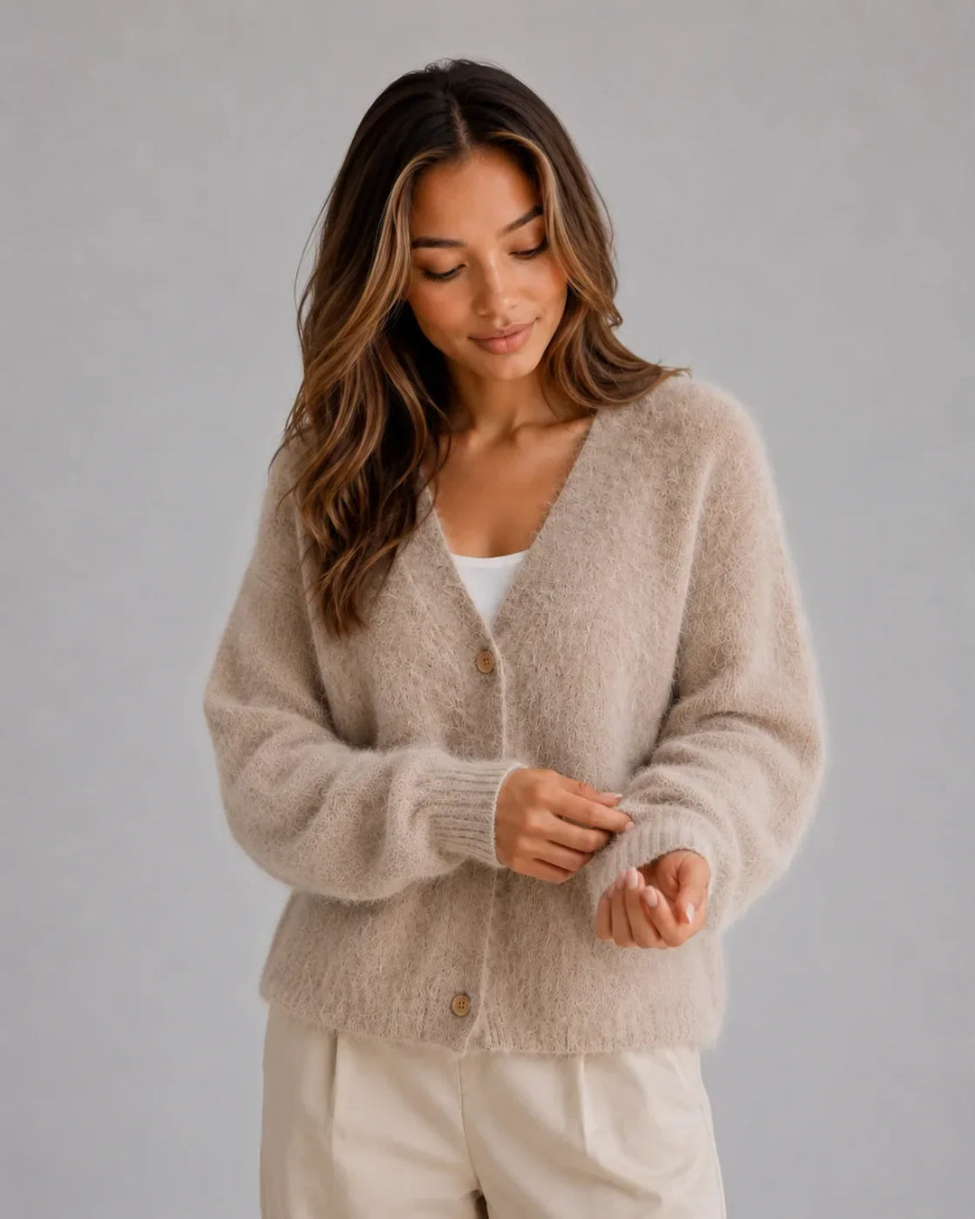 Cardigan Douillet à Col V