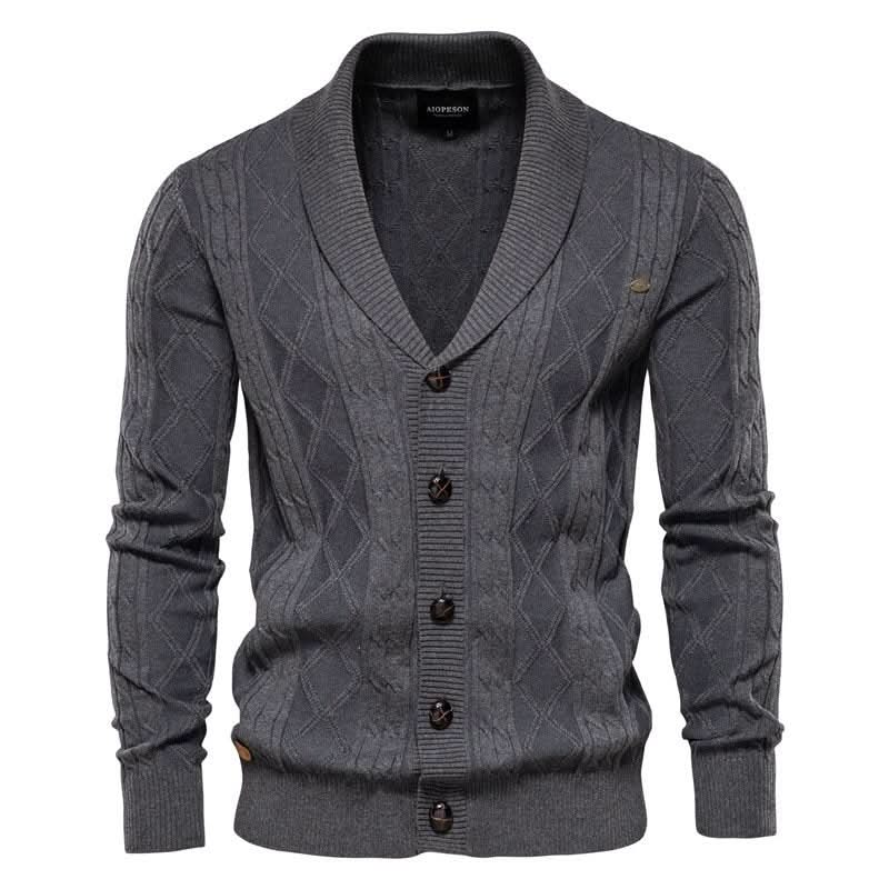 Cardigan Élégant à Col Châle – Gris