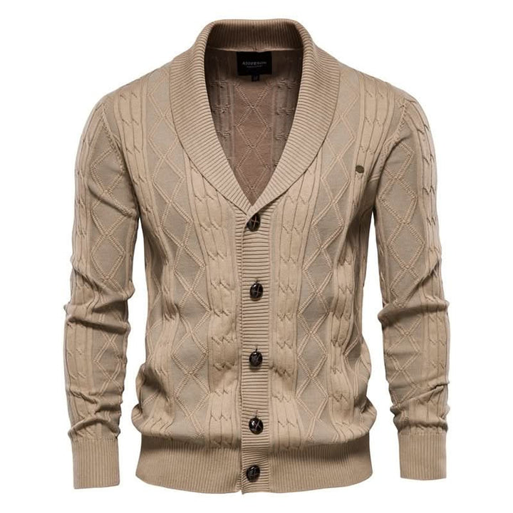 Cardigan Élégant à Col Châle – Kaki