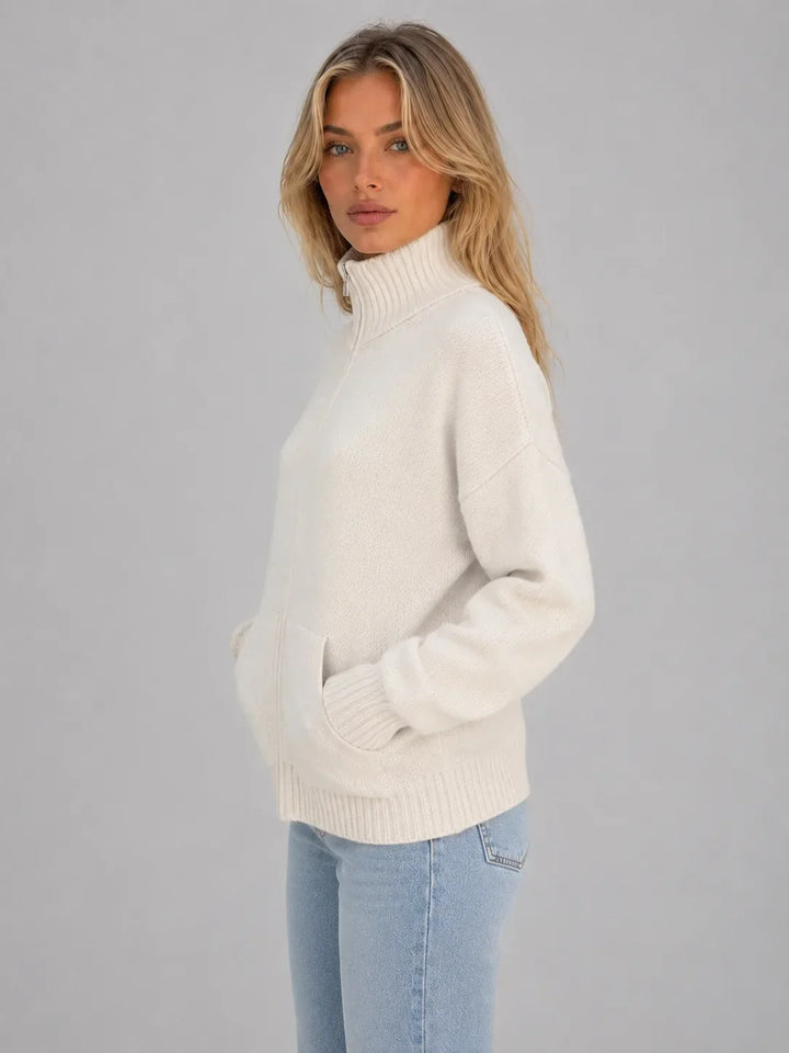 Cardigan Essentiel à Col Cheminée – Crème
