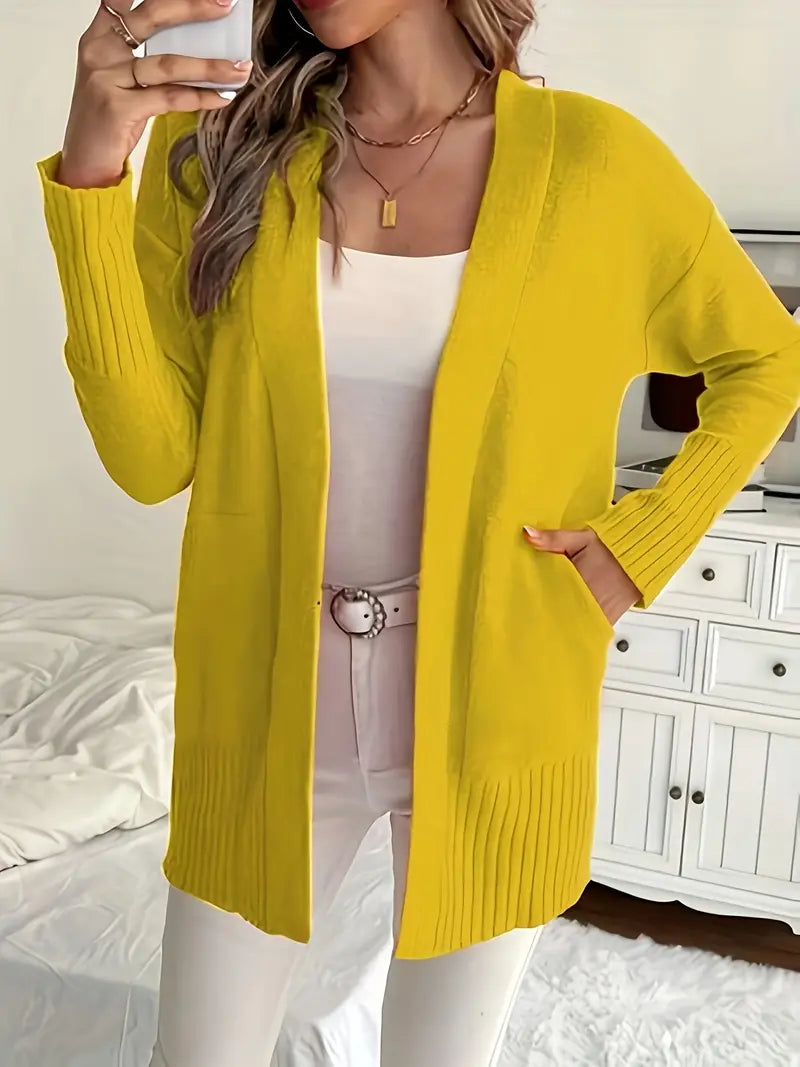 Cardigan long et douillet – Jaune