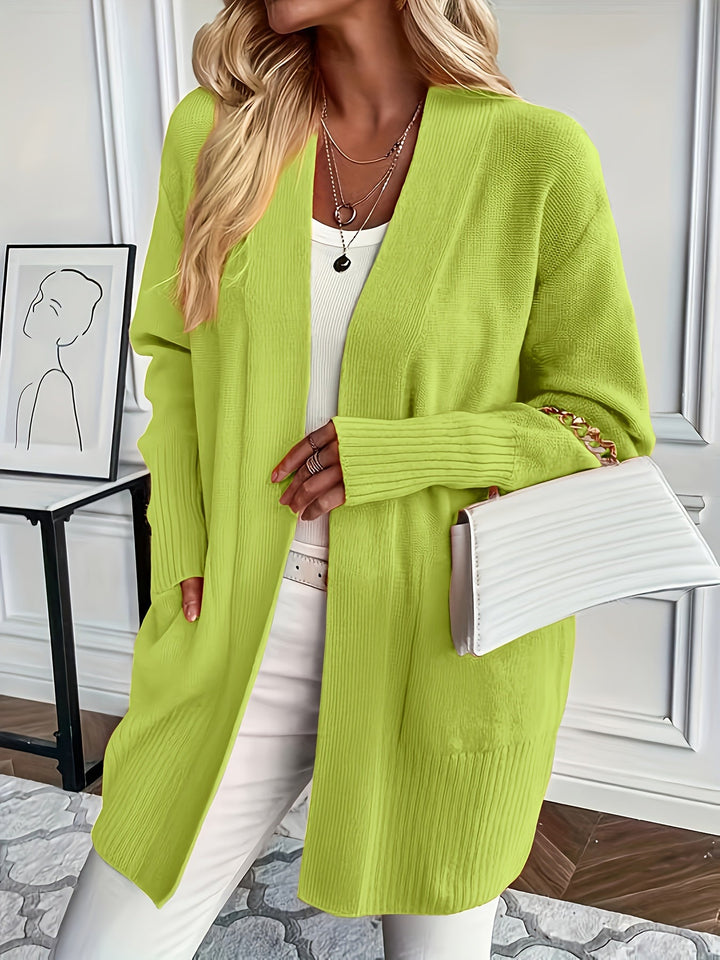 Cardigan long et douillet – Jaune Vert