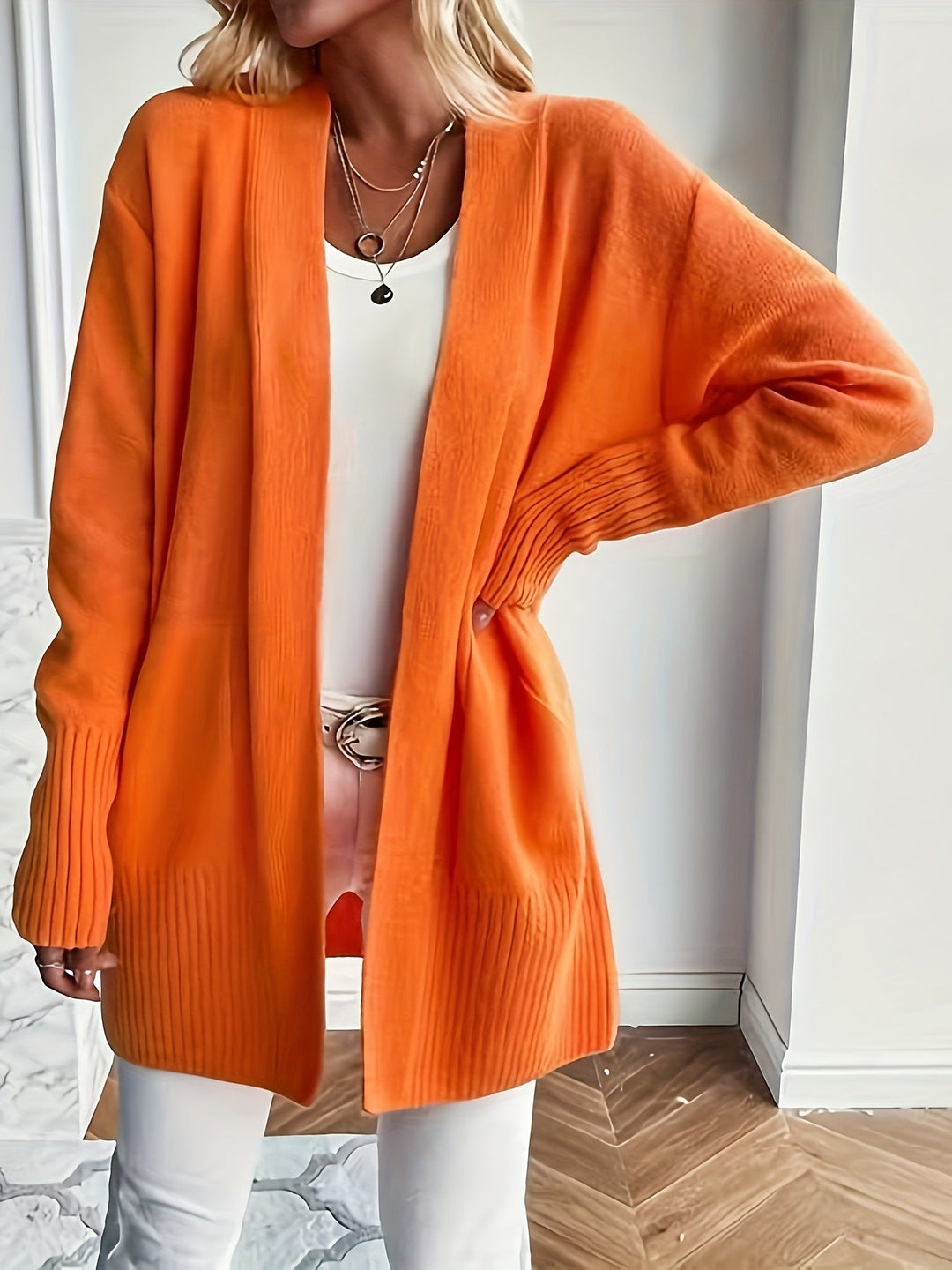 Cardigan long et douillet – Orange