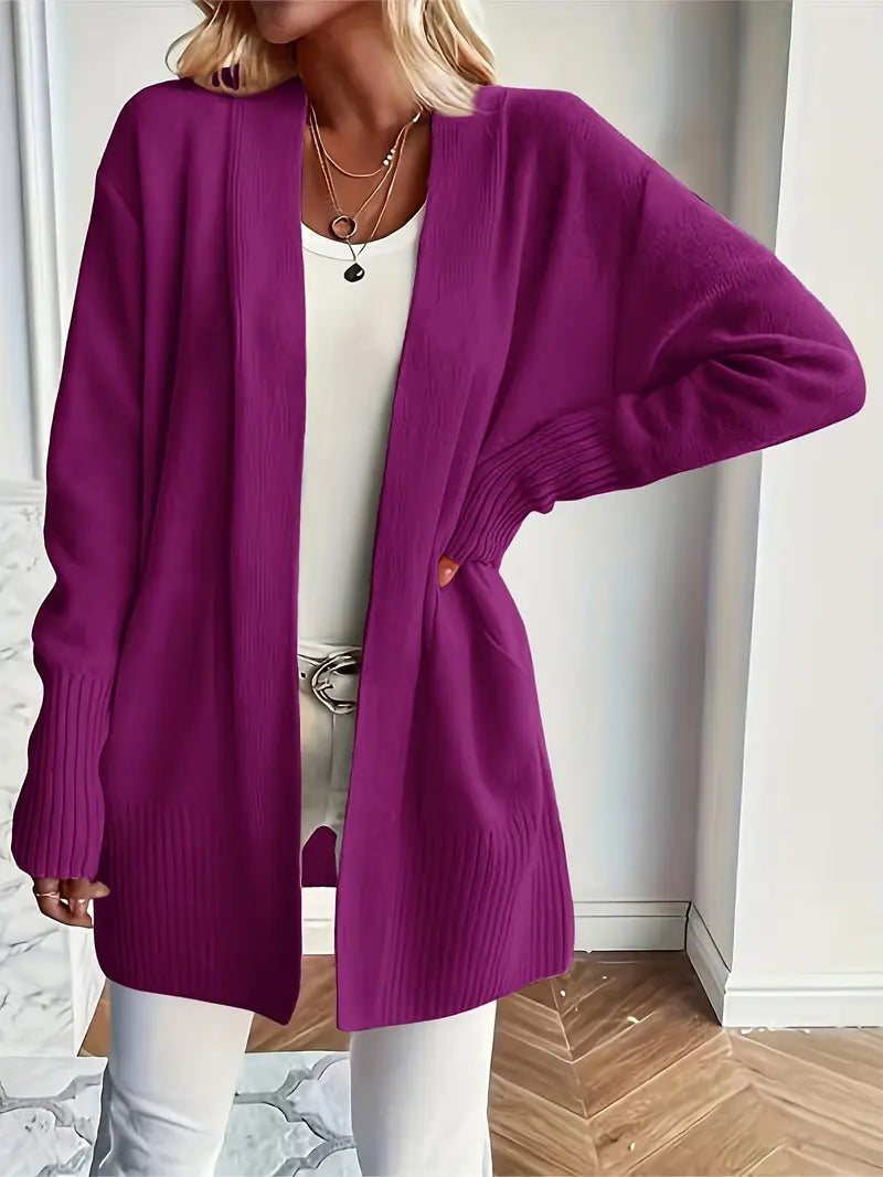 Cardigan long et douillet – Violet Foncé
