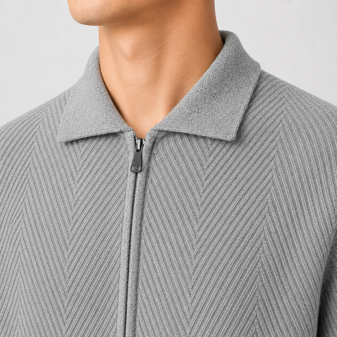 Cardigan Zippé à Col Chemise