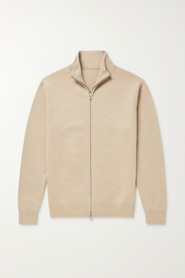 Cardigan Zippé Style Épuré – Beige