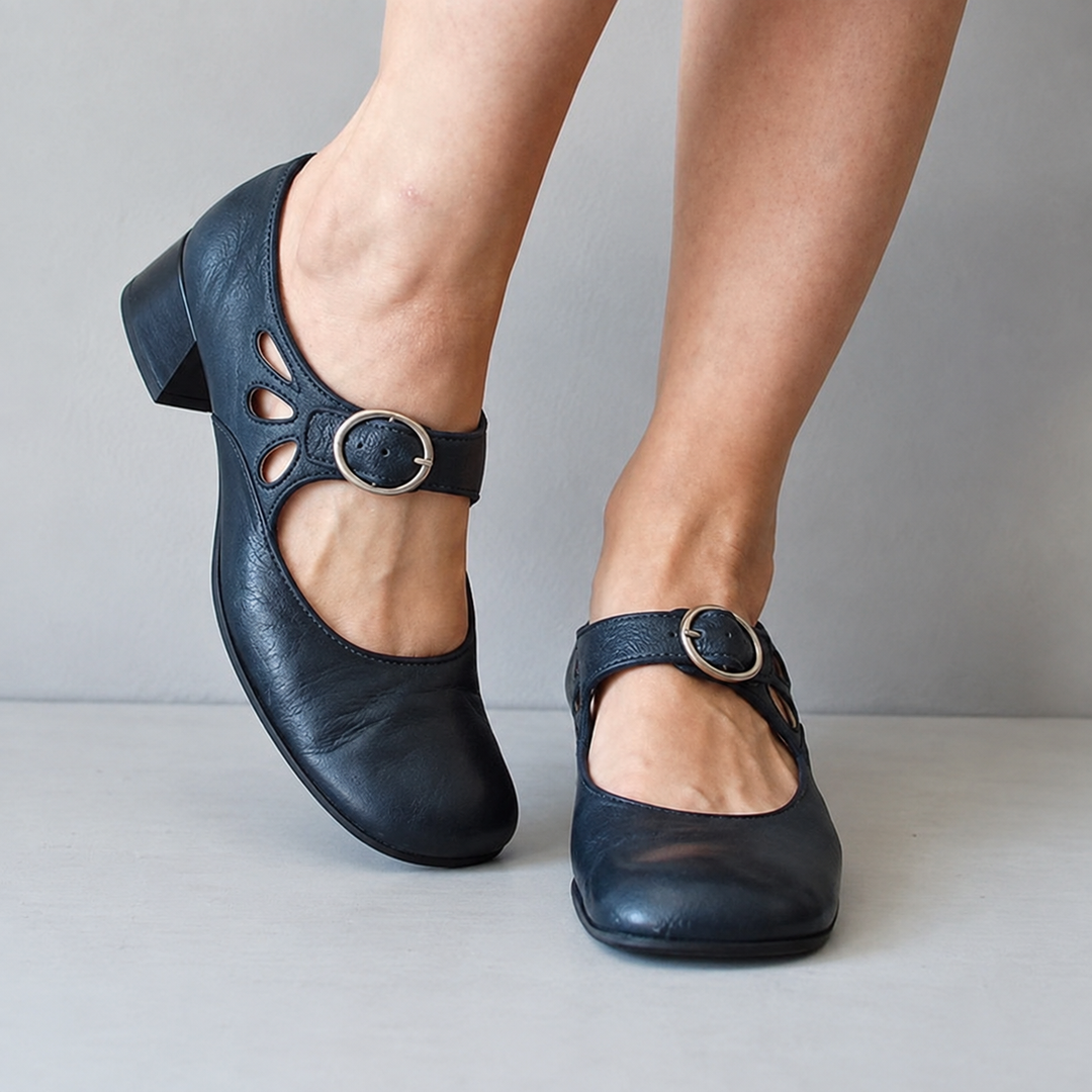 Chaussures à Bride et Talon Bas – Bleu Marine