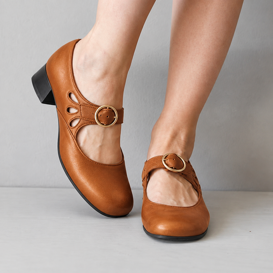 Chaussures à Bride et Talon Bas – Kaki