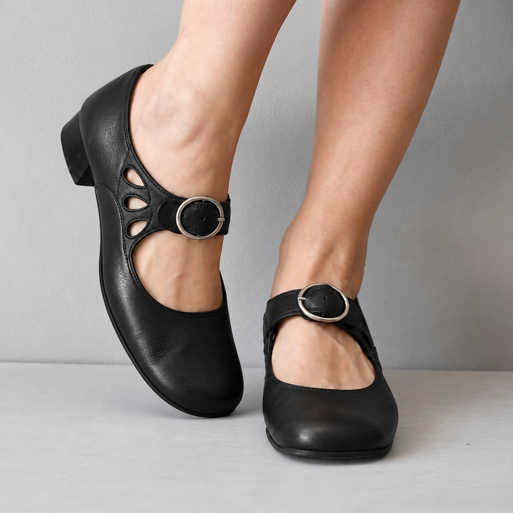 Chaussures à Bride et Talon Bas – Noir