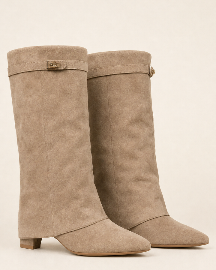 Bottes Hautes à Fermoir Élégant – Abricot