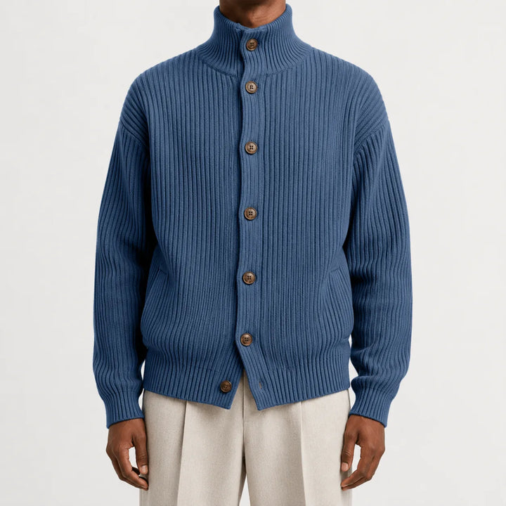 Cardigan Homme à Col Montant – Bleu