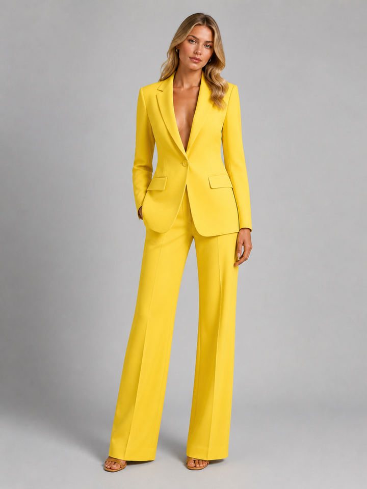 Ensemble Tailleur Pantalon Fluide – Jaune