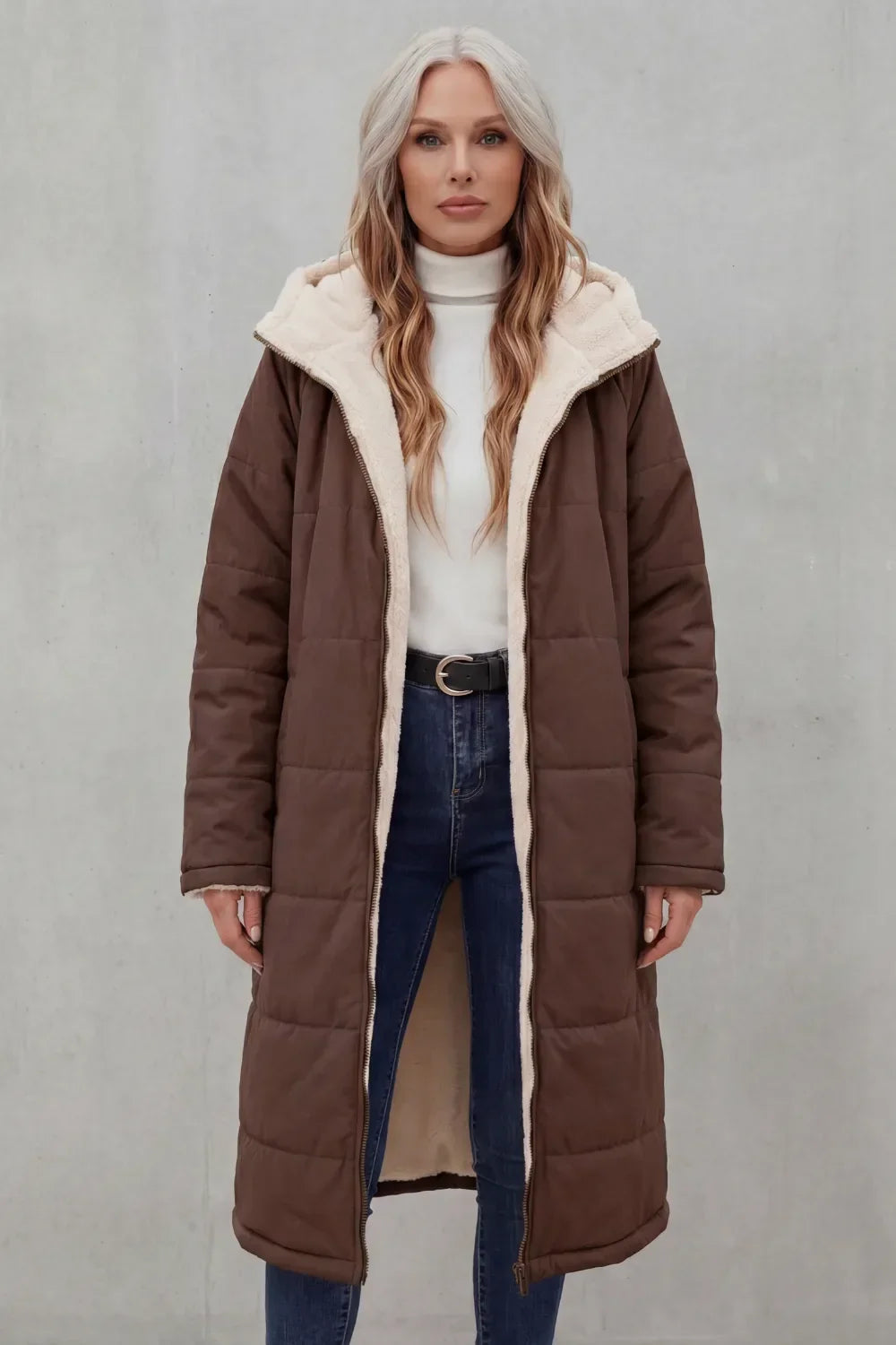 Manteau Long et Chaud à Capuche