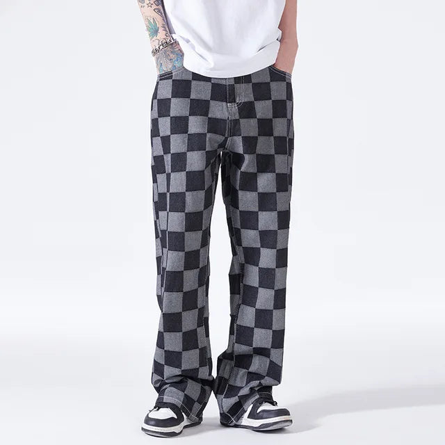 Pantalon Homme à Motif Damier – Noir