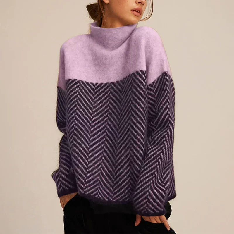 Pull douillet à motif chevron – Lilas