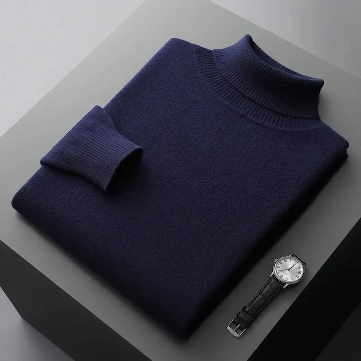 Pull Homme Col Roulé Classique – Bleu Marine
