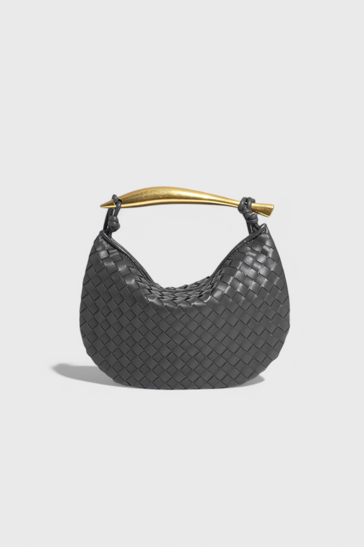Sac Tressé à Anse Sculpturale – Gris Oscuro
