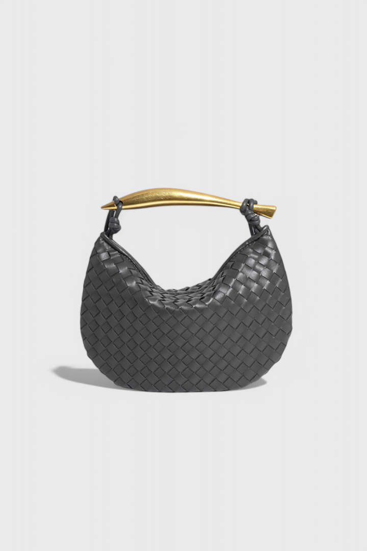 Sac Tressé à Anse Sculpturale – Gris Oscuro