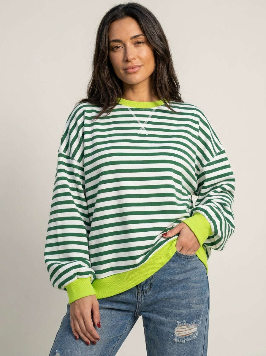 Top Ample à Rayures Fines – Vert Clair