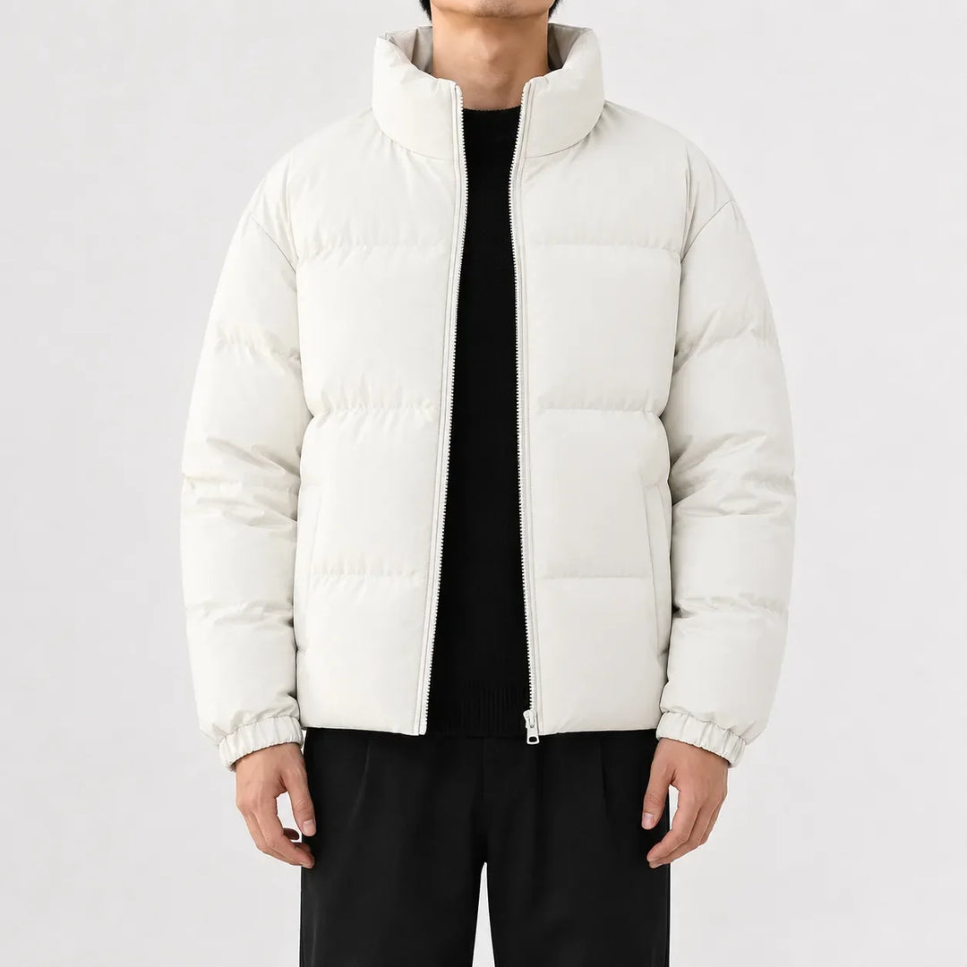 Veste Volumineuse à Col Montant – Blanc