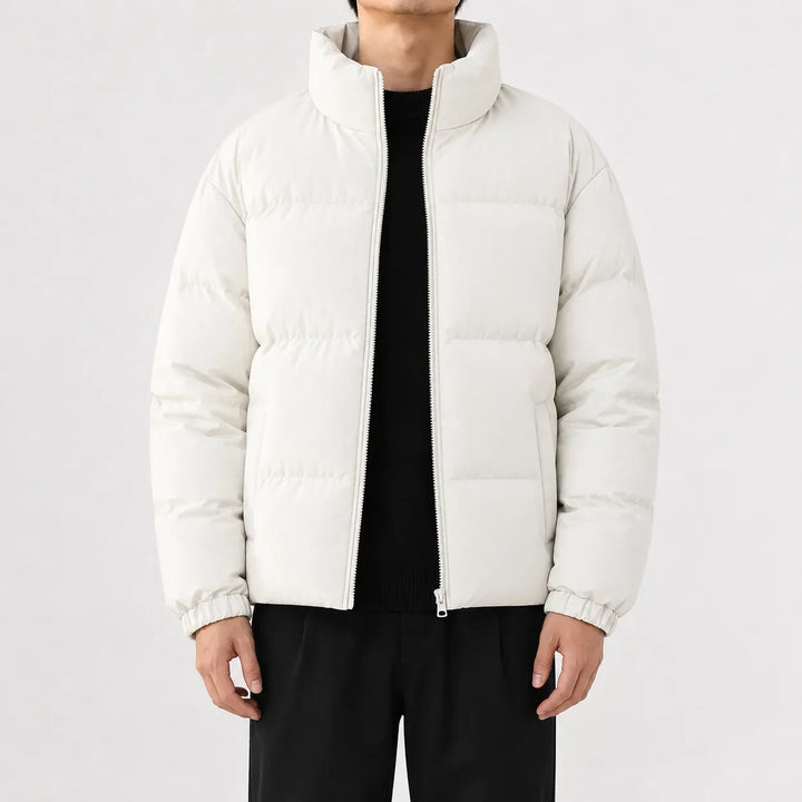 Veste Volumineuse à Col Montant – Blanc