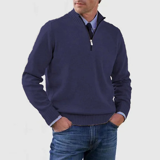 Pull Homme Classique Zippé – Dunkelviolett