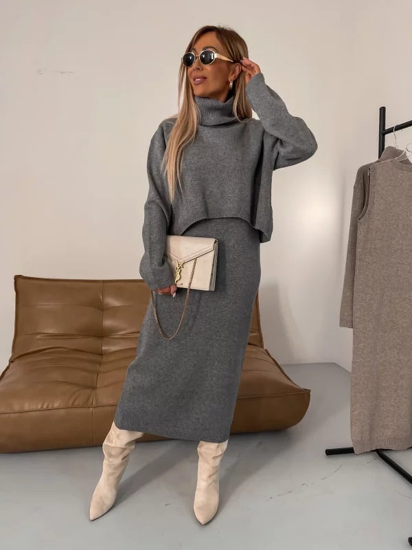 Set aus Kleid und kurzem Pullover
