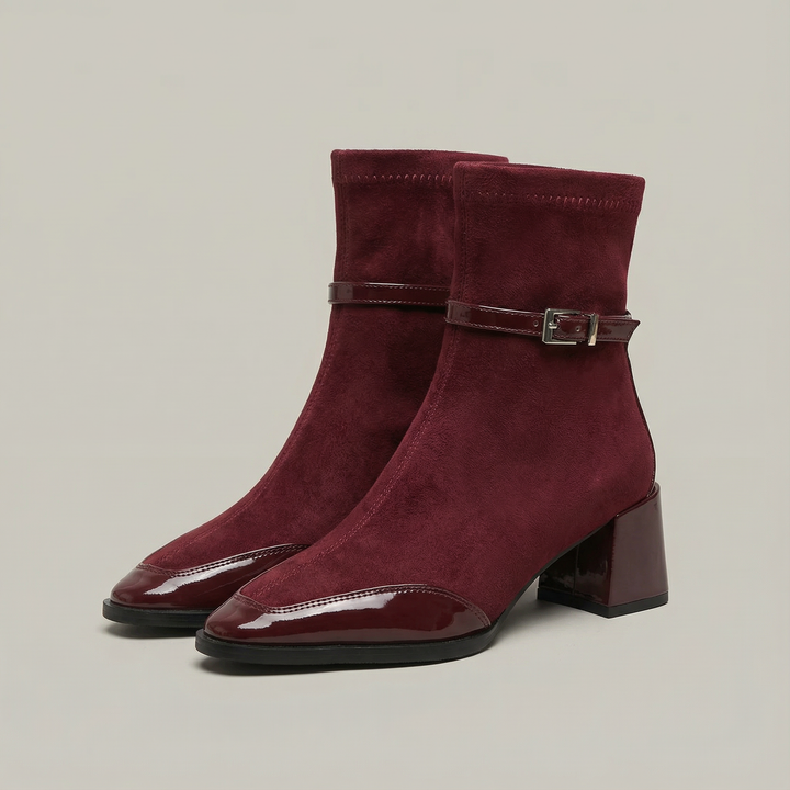 Bottines à Bride et Talon Bloc – Rouge
