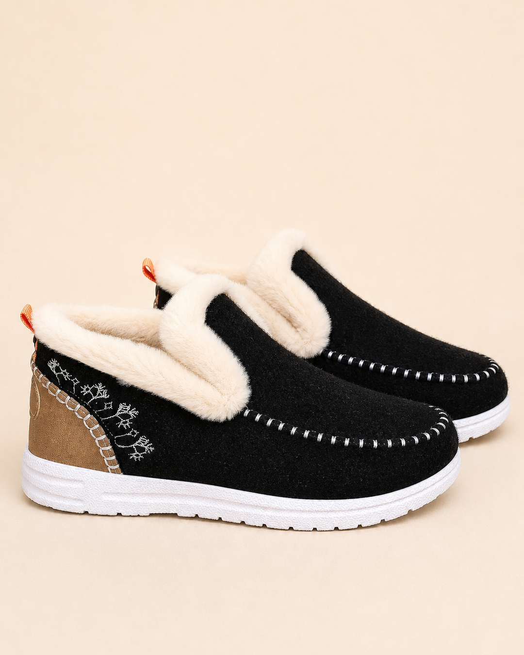 Bottines Doublées Style Mocassin – Noir