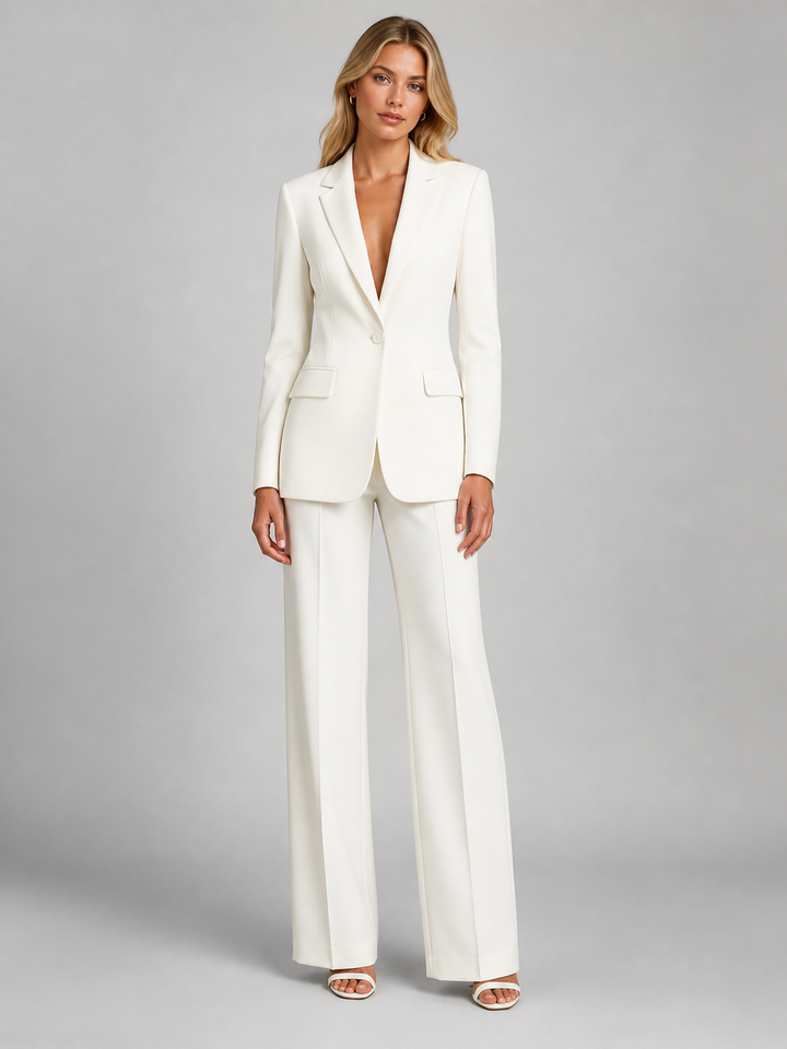 Ensemble Tailleur Pantalon Fluide – Blanc