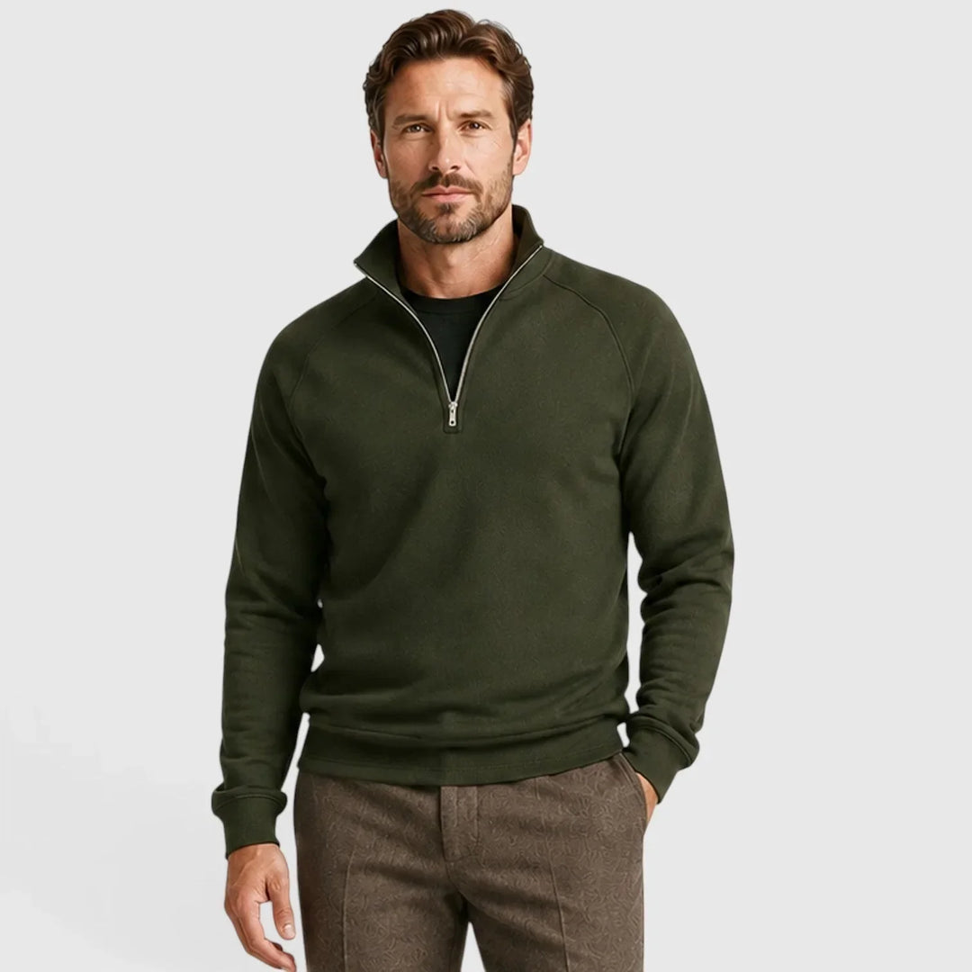 Pull Ajusté à Col Montant – Vert Militaire
